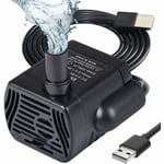 Pompe Eau Submersible, Aquarium Pump Ajustable 200L/H 3W Ultra-Silencieux Pompe Catit USB pour étang Fish Tank Fontaine Réservoir de Poissons Cordon de 1.4m LO-Ron