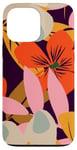 Coque pour iPhone 13 Pro Max Motif floral orange vif et rose