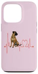 Coque pour iPhone 13 Pro Black Mouth Cur Dog Heartbeat ECG Mes chiens sont mon cardio