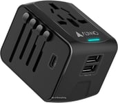 AUNNO Universal Travel Adapter, International Travel Plug Adapter with 1 USB C 2