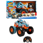 Hot Wheels Monster Trucks Coffret Rhinomite Transformable Radiocommandé Échelle 1/12 Et Race Ace Échelle 1/64, Transformation en Propulseur, Jouet Enfant, A Partir De 4 Ans, HPK27