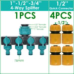 séparateur de robinet d'eau à 4 voies,sortie jardin 4/7mm 8/11mm,adaptateur de tuyau d'arrosage,Valve d'arrêt pour serre,1/2 ''3/4'' 1'' - Type KSL01-025-D-1PCS