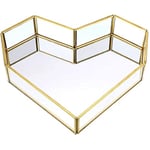 Plateau Miroir en Verre doré - Plateau Miroir Décoratif en Laiton - pour Bijoux, Parfum, Maquillage - pour Coiffeuse, Salle de Bain, Chambre à Coucher, 25cm×22cm×5cm