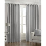 Riva Paoletti Fidji Ringtop Oeillets Rideaux (Paire) - Argent en Acier - Faux Silk - Prêts - Semi-Transparent - 100% Polyester - Largeur 117Cm X 183Cm Goutte (46" X 72" Pouces) - Conçu Au Royaume-Uni