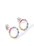 The Love Silver Collection Sterling Silver Multi-Colour Cubic Zirconia Halo Stud Earrings