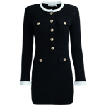 Knit Contrast Collar Mini Dress - Black