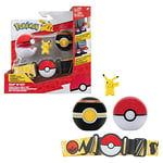 BANDAI - Pokemon - Clip 'N' Go Belt - 1 Belt, 1 Poké Ball, 1 Luxury Ball and 1 5cm Figure Pikachu - Accessory for Dressing Up as a Pokémon Trainer - JW0232