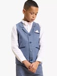 Angel & Rocket Kids' Lorenzo Chambray 3 Piece Waistcoat Set, Blue