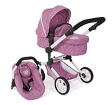 Bayer Chic 2000 Poussette de poupée Linus, Poussette combinée 3 en 1 pour Enfants de 4 à 8 Ans, Ensemble de Landau de poupée, Rose Jean