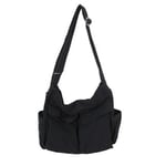 Stor kapacitet Canvas Messenger Bag Multi Compartment Bag Casual Dam Herr Axelväska Black