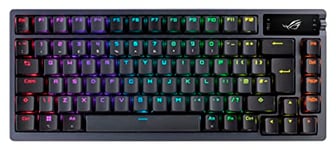 ASUS ROG Azoth 75% Wireless DIY Custom Gaming Keyboard, OLED display, Gasket-Mount, Three-Layer Dampening, Hot-Swappable ROG NX Red Switches & Keyboard Stabilizers, PBT Keycaps, RGB-Black, UK Layout