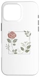 Coque pour iPhone 16 Pro Max Rose florale botanique, style minimaliste, roses d'amour