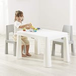 Liberty House Toys BS-8817W Kids White and Grey Height Adjustable Table and 2 Chairs, 49-54cm H x 50cm W x 78cm D