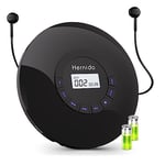 Hernido Portable CD Player with Headphone, Rechargeable CD Player for car, Compact CD Walkman with 5 EQ Sounds, AUX Output, Anti-Skip, Kpop Player with Backlight, LCD Display