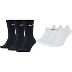 NIKE Men Cush Crew Socks (pair Of 3) - Black/White, Large/Size UK 8-11 & U Nk Everyday Cush NS 3PR Socks - White/(Black), Large