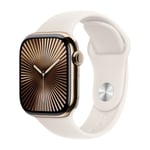 Apple Watch Series 10 GPS + Cell 42 mm guld titan, stjerneskær sportsrem - S/M