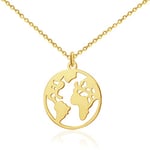 GD GOOD.designs EST. 2015 Collier globe terrestre Or pour femme - Résistant à l'eau - Collier monde réglable en acier inoxydable I Collier avec pendentif carte du monde Or