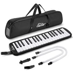 Eastar 37 Keys Melodica Instrument, Soprano Melodica Air Piano Keyboard Pianica with 2 Soft Long Tubes, Short Mouthpieces, Carrying Bag, Black