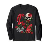 Love Rose Skeleton Flowers Bones Hearts Valentines Long Sleeve T-Shirt