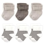 LaLoona Lot de Chaussette Bebe (0-3 mois) - 6 Paires de Chaussettes Chaudes Bébé en Coton Mélangé, Testées OekoTex 100, Hautes avec Revers - Beige Gris