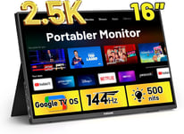 Ecran Portable 2,5K | 144 Hz | GTV OS | 500 lentes | 16"", IPS | 2560x1600 QHD, 16:10 | HDR | Ultra-mince, Protection des yeux, Deuxième moniteur externe pour laptop, PC, Mac, P-S4/5, X-BO,.[G551]