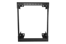 StarTech.com 12U 19" Wall Mount Network Rack - 12" Deep 2 Post Open Frame Server Room Rack for Data/AV/IT/Computer Equipment/Patch Panel with Cage Nuts & Screws 200lb Capacity, Black (RK12WALLO) - rack - 12U