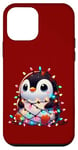 iPhone 12 mini Christmas Penguin with Light Strings Clumsy Cute Entangled Case