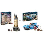 LEGO Harry Potter La Volière du Château de Poudlard, Jouet Fantastique pour Enfants & Harry Potter La Ford Anglia Volante, Set Fantastique pour Enfants, 2 Minifigurines, Voiture à Construire