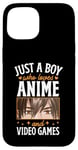 Coque pour iPhone 15 Juste un garçon qui aime les anime et les jeux vidéo