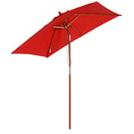 Outsunny Parasol rectangulaire inclinable bois polyester haute densité 2L x 1,5l x 2,3H m rouge