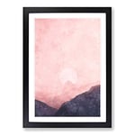 Big Box Art Moon Behind The Mountains Painting Framed Wall Art Picture Print Ready to Hang, Black A2 (62 x 45 cm)