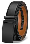 KEMISANT Ceinture Homme, Ceinture Automatique Cliquet en Cuir pour Hommes Robe Costume,Largeur 35mm,Taille Ajustable,Noir2493,130cm/38-44" taille réglable