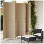 vidaXL Room Divider 6 Panels Beige Poly Rattan