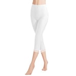 Libella Femme Leggings Pantalon 3/4 avec Dentelle en Coton Pantalon Capri avec Taille Haute Slim Pantalon Fitness Blanc S 4166