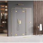 Otitec - Cabine de douche doré gauche 90x90 pivotante miami gold , accès de face