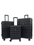 Infinity Leather Unisex Black Hard Shell Classic 8 Wheel Cabin Luggage Case Travel Suitcases ABS - Size Small