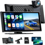 Portable Autoradio A-pple Carplay Android Auto sans Fil,Radio Voiture avec Dashcam Voiture Avant 4K,9,26 Pouces Car Play Stéréo de Voiture avec Lien Mirror/Bluetooth 5.0/Siri/Goo-gle/FM/64G TF(Q94)