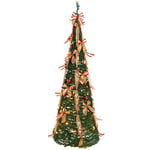 WeRChristmas Pre-Lit Pop Up Christmas Tree with Ribbon and Bauble Decorations, 5 ft/1.5 m - Green/Red/Gold