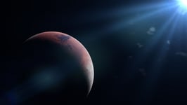 Planet Mars during the Martian winter lit by the Sun