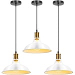 Suspension Lustre Rétro Design en Métal E27 Lampe Plafonnier Luminaire pour Chambre Couloir Escalier Blanc 3PCS