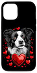 Coque pour iPhone 12/12 Pro Coeurs de chien Border Collie pour la Saint-Valentin