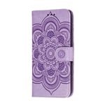 HAOTIAN Case for Samsung Galaxy S20 FE 4G/5G Wallet Cover, Pretty Retro Embossed Mandala Pattern Design PU Leather Flip Case, Samsung Galaxy S20 FE 4G/5G Shockproof Phone Cover, Purple
