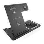 AISENS - ASCH-15W3WC043-BK - 3-in-1 USB-C Wireless Charger 15W for Mobile, Apple Watch, Ariculars with Charging Case, Black