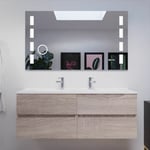 Meuble double vasque 140 cm rosaly avec miroir Excellence- Bois- Plan vasque en