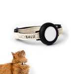 LucyBalu® Collier AirTag pour Chat| Collier AirTag en Nylon résistant | Collier Anti étranglement | Traceur GPS Chat | Collier Chat Compatible avec Apple AirTag | Taille réglable | Nylon | Sable