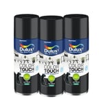 Dulux Valentine Peinture Intérieure et Extérieure Aérosol Color Touch - Satin Noir 400 ml - Lot de 3