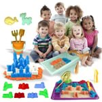 19PCS Beach Toy Set Tray Wheelbarrow Molds Bucket 750g Play Sand Toys for Summer