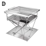 Tabletop Outdoor Stainless Steel Smoker BBQ, 3 Levels of Height Adjustment Portable Folding Charcoal Barbecue Desk Tabletop Outdoor Smoker BBQ Suitable for 5-10 People 46 * 41 * 38Cm