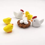 Armena Lot de 10 Mini Figurines d'animaux - Poule, Poussin, œuf, nid de Poule - Décoration de Jardin - 2,5 x 2 cm - Poussin 1,6 x 1,4 cm - Blanc, Jaune, Marron