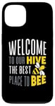 Coque pour iPhone 13 Joli jeu de mots humoristique « Welcome To Our Hive Bee Conservation »